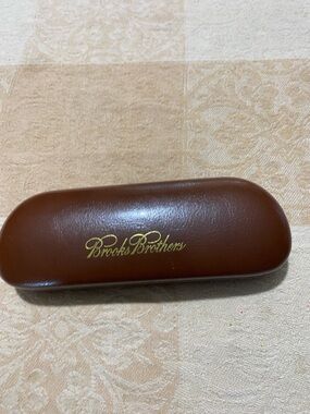 Brooks Brothers Brown Leather Eyeglass Case with Gold Logo